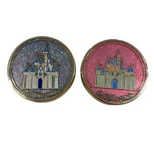 Disney Castle Mirror Sparkle Compact Series Pins Set of 2 Aurora Cinderella 2003